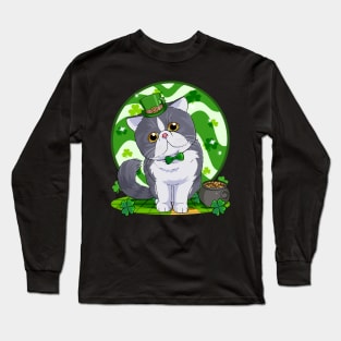 American Shorthair Cat Saint Patricks Leprechaun Long Sleeve T-Shirt